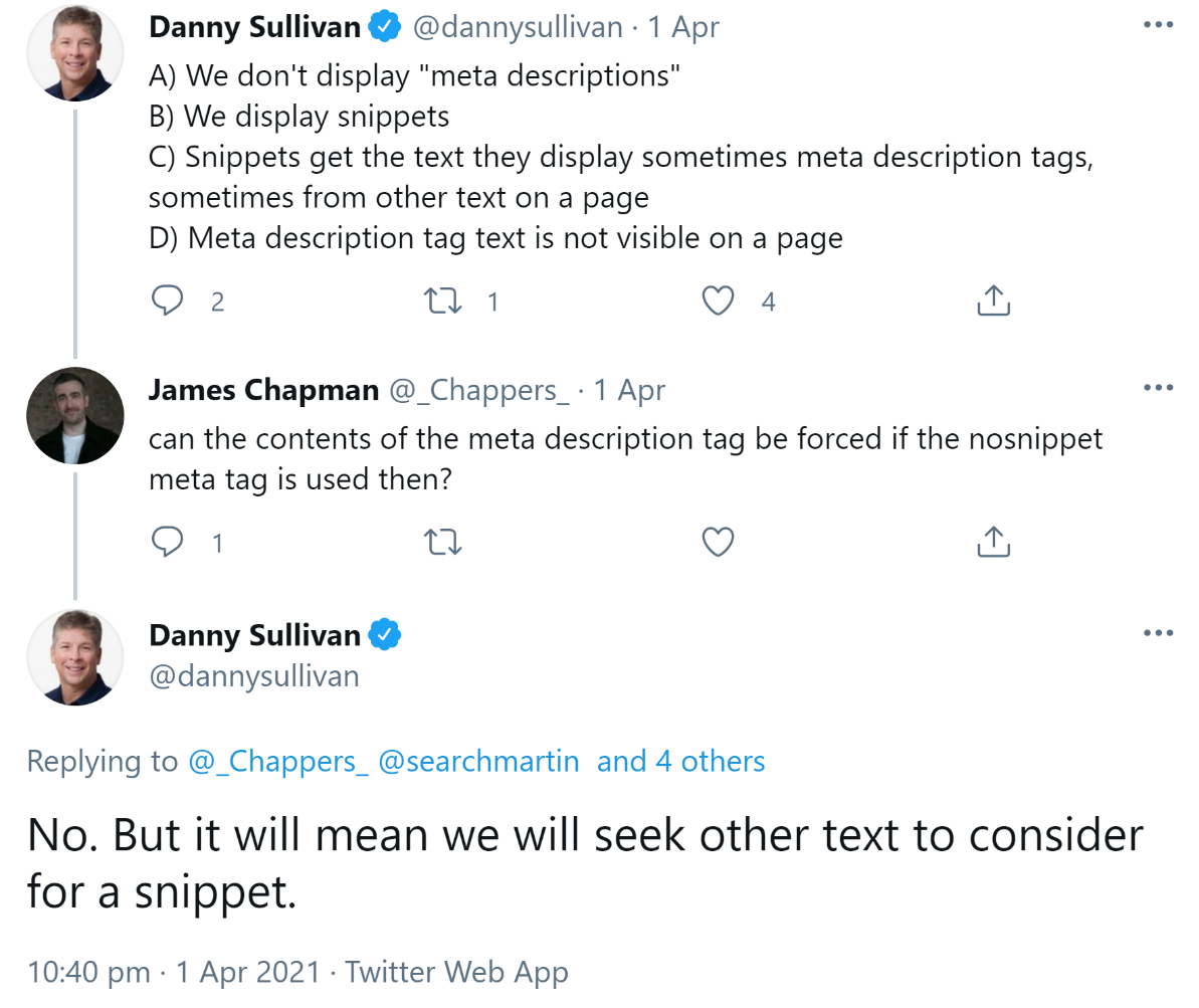Danny Dullivan zu Metadescription